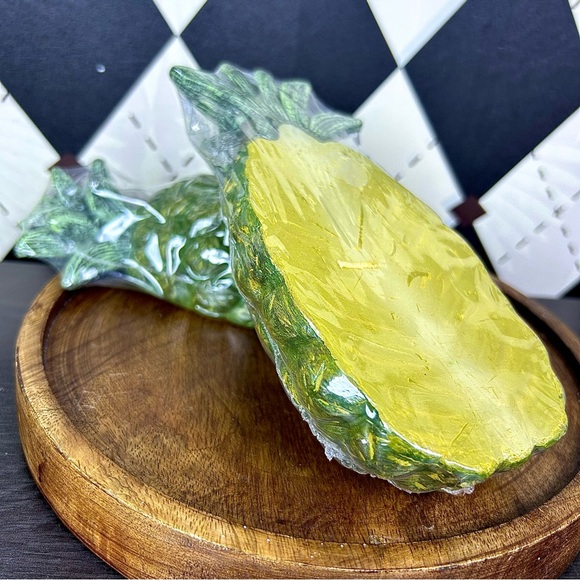 Pineapple Shaped Candle Set of 2 Tropical Coastal Sculptural Decor 7 Inch - Picture 9 of 11